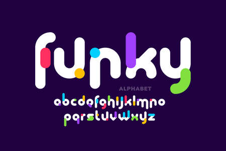 Funky playful style font design, colorful alphabet letters vector illustrationのイラスト素材