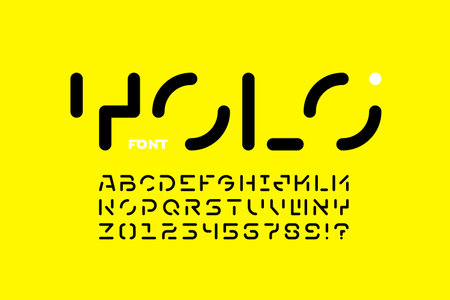 Minimal style font design, alphabet letters and numbers vector illustrationのイラスト素材