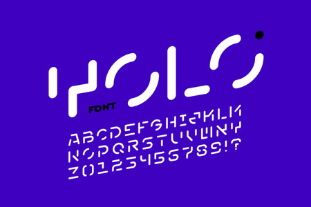 Minimal style font design, alphabet letters and numbers vector illustrationのイラスト素材