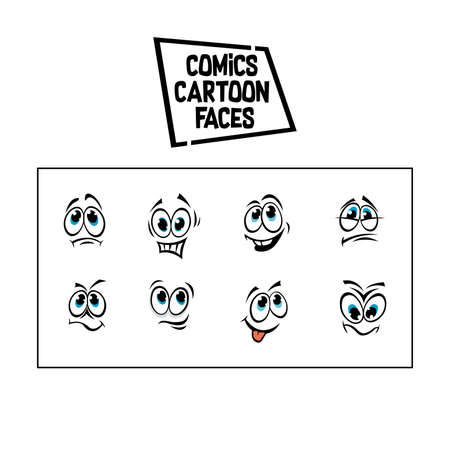 Comics Cartoon Faces vector illustration.のイラスト素材