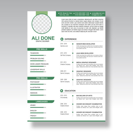 Modern resume template for a business, education, advertisement. Vector illustrationのイラスト素材