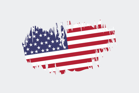 Flag of the United States of America in grunge style. Vector illustration.のイラスト素材