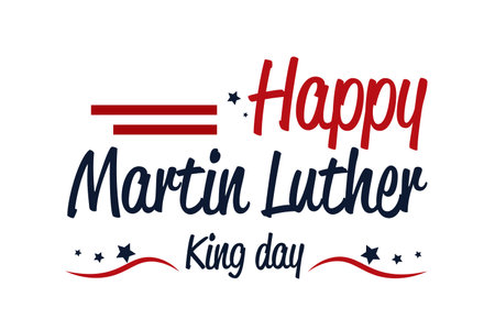 Happy Martin Luther King Day lettering. American patriotic vector illustration.のイラスト素材