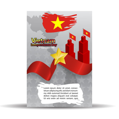 Vietnam travel agency brochure design template. Vector illustration.のイラスト素材