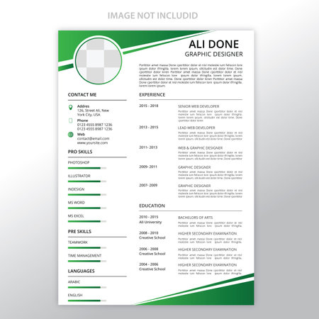 resume cv template printableのイラスト素材