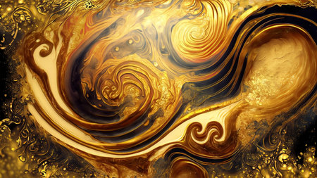 Abstract gold marble texture background. Fantasy fractal design. Digital art. 3D rendering.の素材