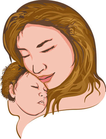mother hugging her boy with loveのイラスト素材