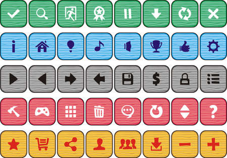 game interface buttons set, for app icons contains different colours, buttons sets for creating 2d gameのイラスト素材