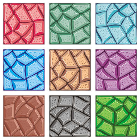 seamless patterns set, vector stone background textures collection for creating gameのイラスト素材
