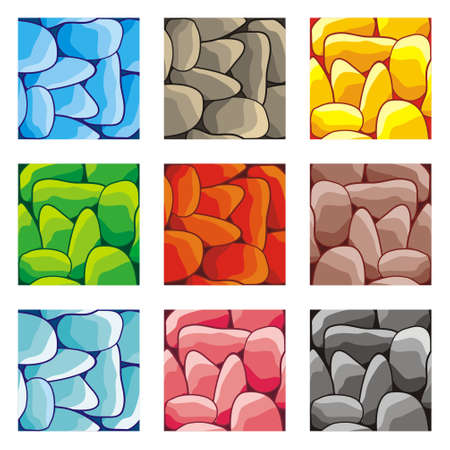 seamless patterns set, vector stone background textures collection for creating gameのイラスト素材