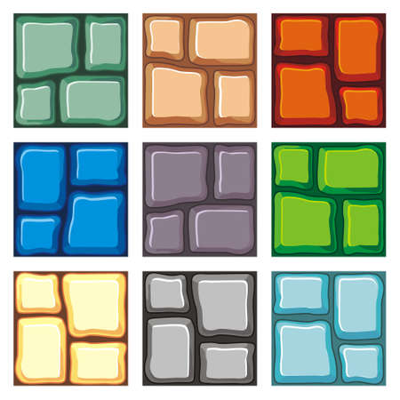 seamless patterns set, vector stone background textures collection for creating gameのイラスト素材
