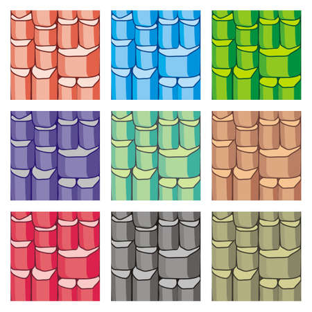 Tile set Platform for Game - A set of vector game asset, contains ground tiles  and several items / objects / decorations, used for creating mobile gamesのイラスト素材