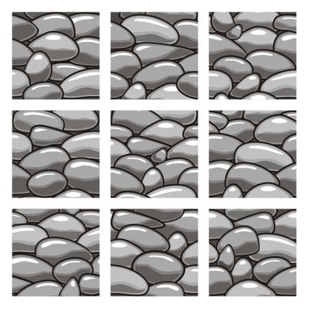 Seamless patterns set, vector stone background textures collection for creating game.のイラスト素材