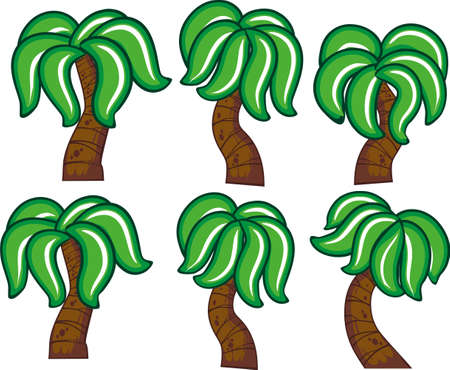 Diversity cartoon of trees set isolated on white for game elementのイラスト素材