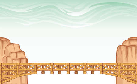 Seamless bridge landscape, never ending vector nature background with separated layers for game design.のイラスト素材