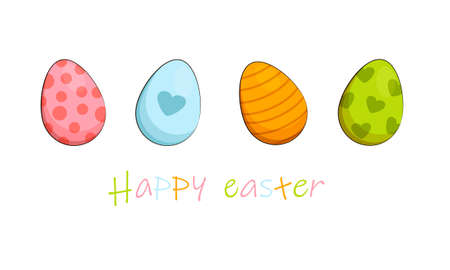 set of eggs, happy easter, cuteのイラスト素材