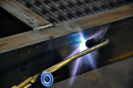 Propane Gas Flame. Gas cutter heats the product
