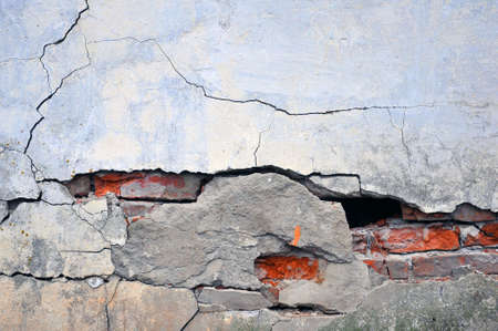 Empty Old Brick Wall Texture. Painted Distressed Wall Surface.