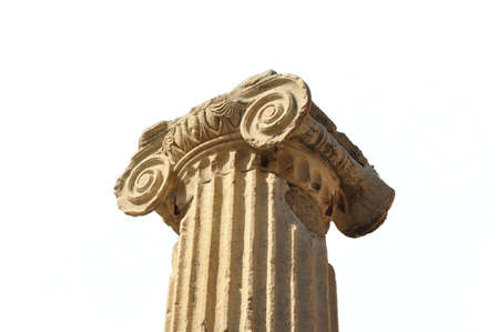 Ancient greek architecture object marble column ionic style.の写真素材