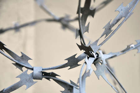 Wire fence with barbed wire. Mode object.