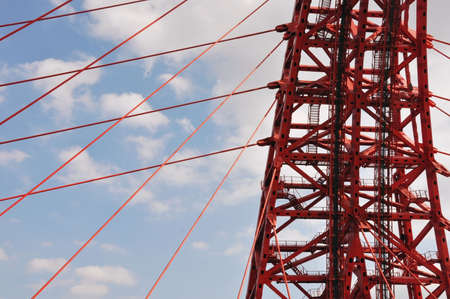 Building structures of the bridge in Moscow, Russian Federationの写真素材