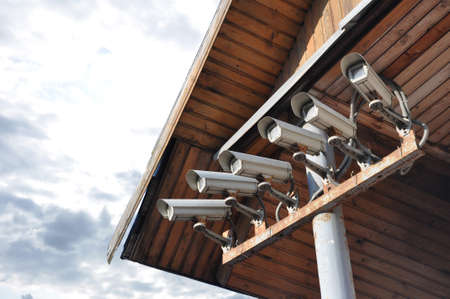 security camera and urban video. Protection and security