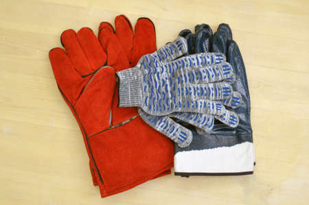 Personal protective equipment for hands at work. Peraki welder tarpaulin. Rubberized gloves. Cotton...