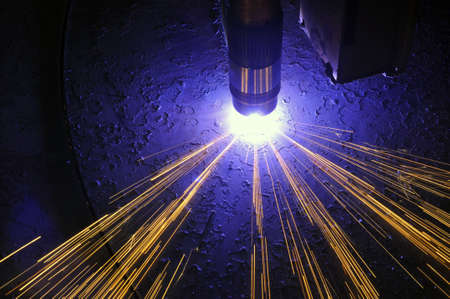 Metal cutting. The process of cutting metal using plasma cutting.