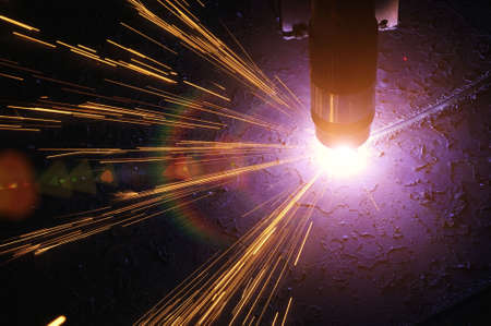 Metal cutting. The process of cutting metal using plasma cutting.