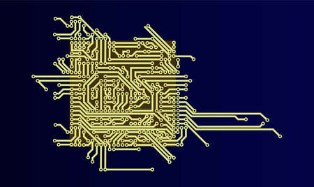 Circuit board on a blue background. Circuit board template with blank space. High technology conceptのイラスト素材