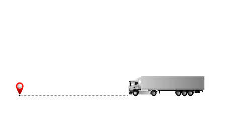 Dotted line European truck path and location mark. Delivery of goods concept.のイラスト素材