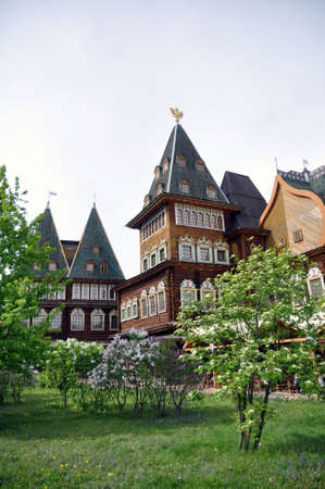 Moscow, Russia - May 23, 2021: Wooden palace of Tsar Alexei Mikhailovich in Kolomenskoye Park.のeditorial素材