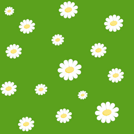 Vector image of a chamomile symbol on a green background. patternのイラスト素材