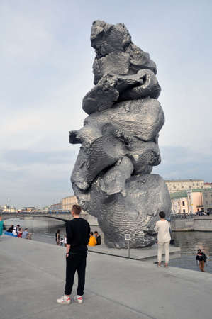 RUSSIA, MOSCOW - AUGUST 29, 2021: Installation by Urs Fischer Big Clay-4 on Bolotnaya Embankment in Moscow.のeditorial素材
