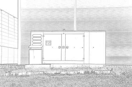 Mobile diesel generator for emergency power supply. Sketch.