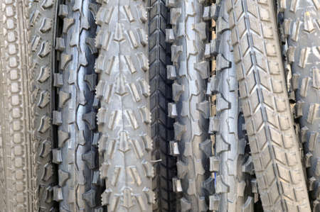 Bicycle tire tread options. Background. Texture. Selective focus.