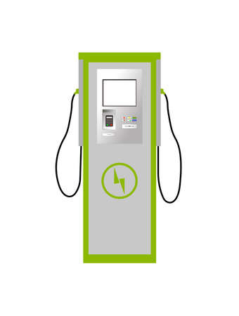 Charging station for charging electric vehicles. Power supply for charging electric vehicles. Flat vector illustration.のイラスト素材