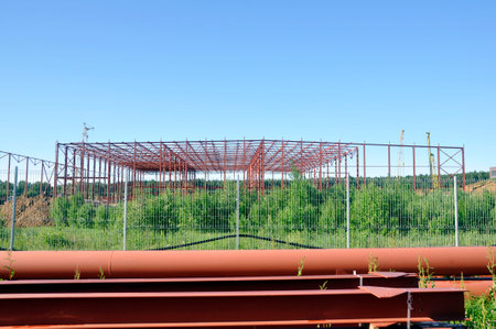 Construction of buildings using metal structures. Warehousing of finished metal structures for...