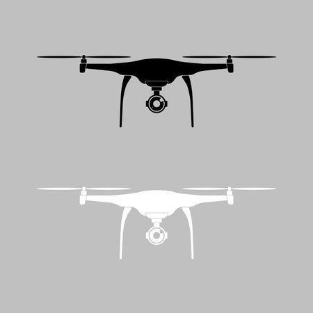 Set of vector images of unmanned aerial vehicles. drone logo. Flat vector illustration.のイラスト素材
