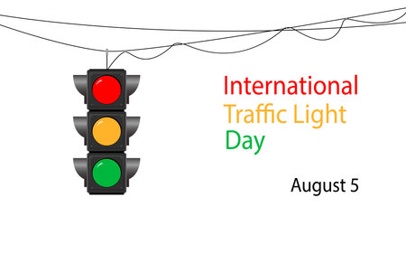 International traffic light day, August 5th. greeting card. vector illustration.のイラスト素材
