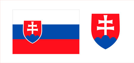 Vector image of the national flag and coat of arms of the Slovak Republic. Illustration.のイラスト素材