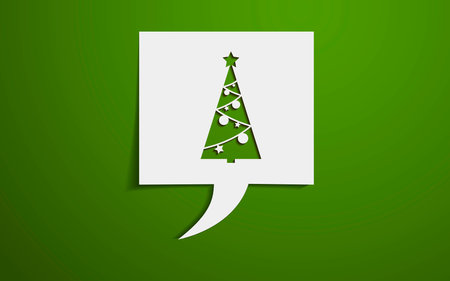 Speech bubble with Christmas tree. New Year and Christmas concept.のイラスト素材