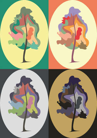 Stylized trees in vector in different colorsのイラスト素材