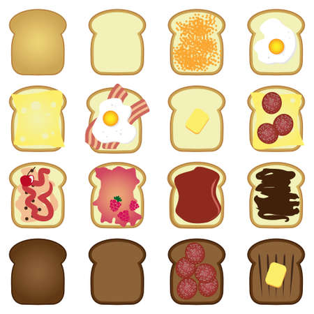 set of sliced white brown bread toast 