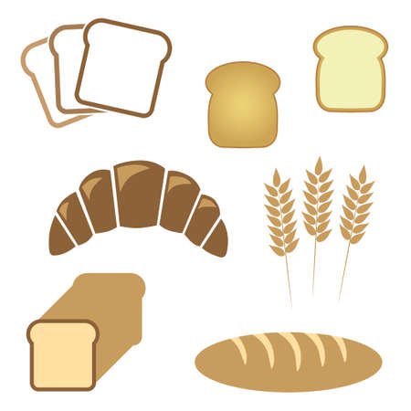 Set of white bread, bakery iconsのイラスト素材