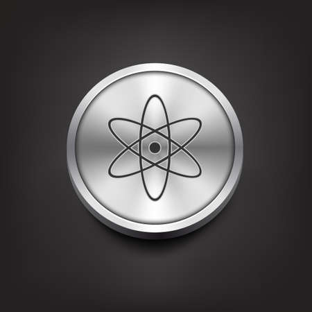 Molecule icon on silver buttonのイラスト素材