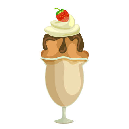 Chocolate ice-cream in glass on white backgroundのイラスト素材