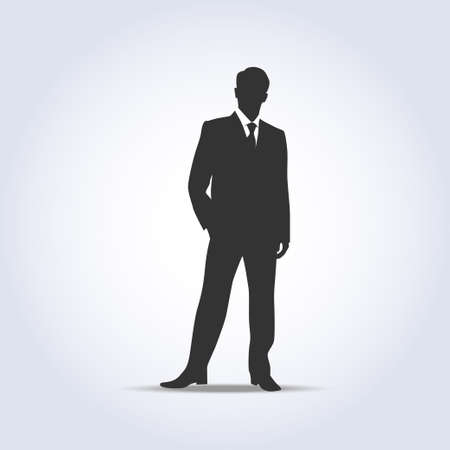 Standing businessman silhouette gray colorのイラスト素材