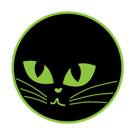 Black cat icon on the plateのイラスト素材