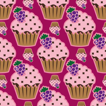 Cream cake pink seamless pattern. Vector illustrationのイラスト素材